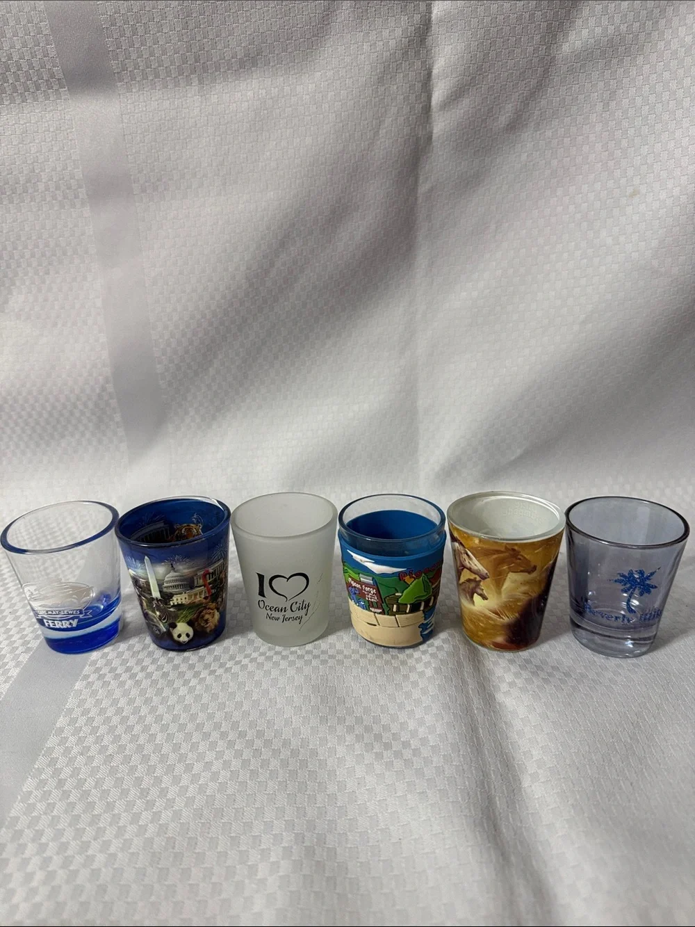 Lot of 6 - Assorted Blue and White Shot Glass Set
